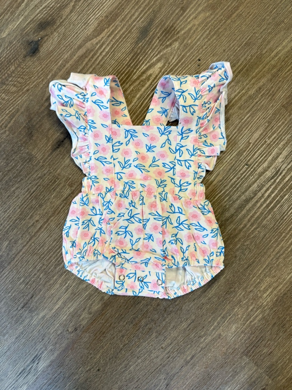 Baby Floral Ruffle Romper in Pink and Blue